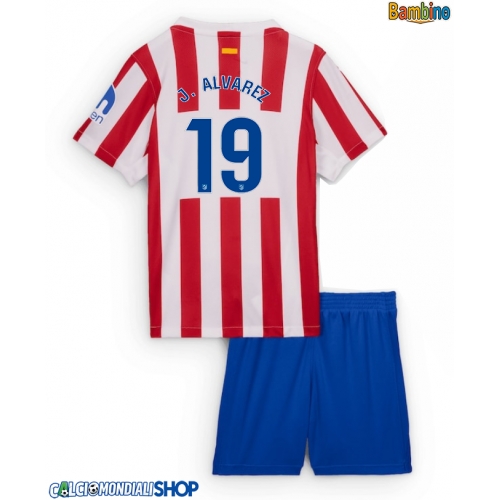 Maglie da calcio Atletico Madrid Julian Alvarez #19 Prima Maglia Bambino 2025-26 Manica Corta + Pantaloni corti)